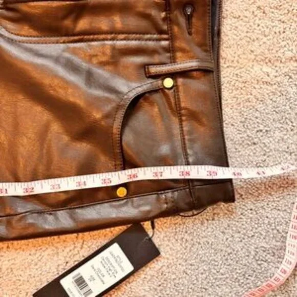 Veronica Beard Carson High Rise Ankle Flare Dark Chocolate Leather Flare Pants